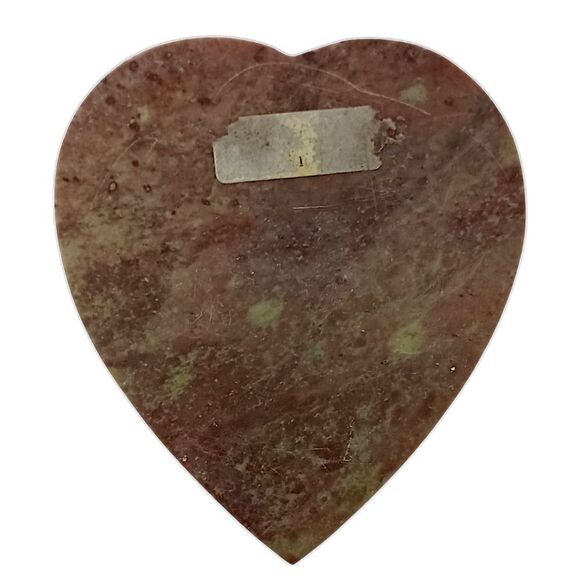 Soapstone Trinket Box Inlaid Mother of Pearl Floral Hand Carved Vintage Heart - Picture 5 of 16